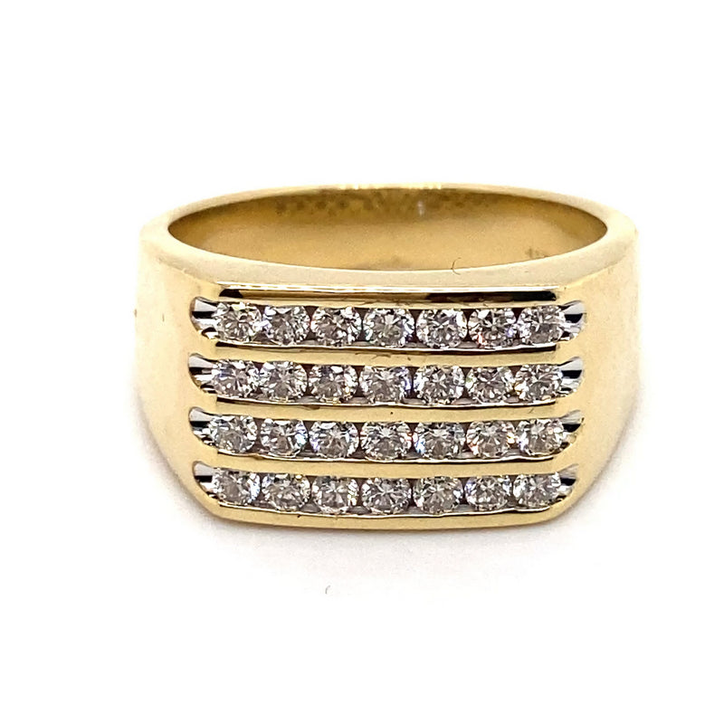 10CT YELLOW GOLD THICKENED TOP MENS DIAMOND DRESS RING VALUED @ $3499