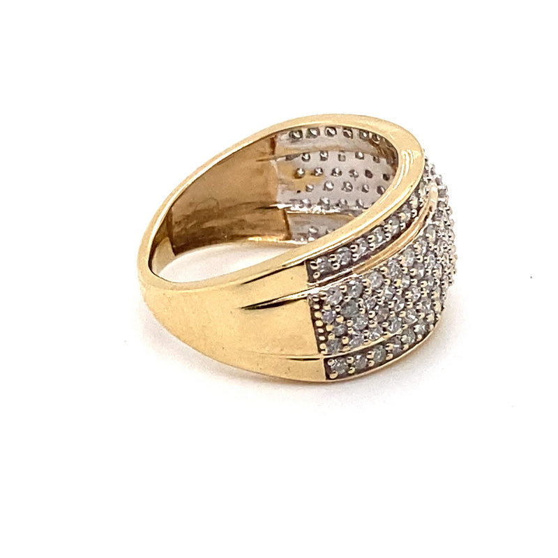 9CT YELLOW GOLD DIAMONDS SET IN THICKENED TOP DRESS RING VALUED @ $3499