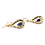 9CT YELLOW GOLD SYNTHETIC SAPPHIRE WITH SHEPHERD HOOK EARRINGS