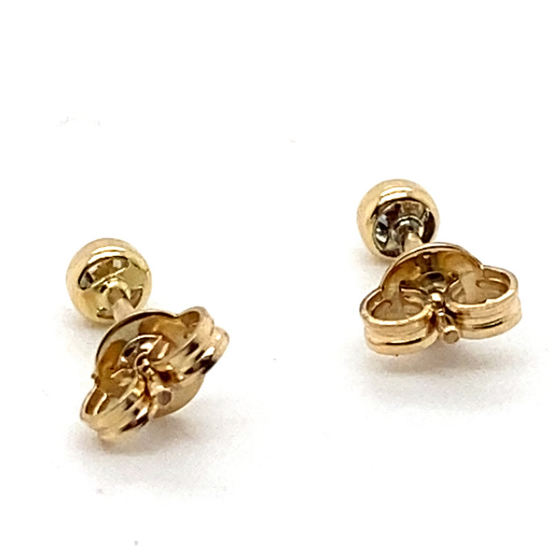9CT YELLOW GOLD BEZEL SET DIAMOND STUD EARRINGS