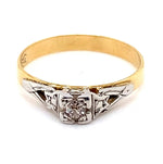 18CT YELLOW & WHITE GOLD EUROPEAN CUT DIAMOND DRESS RING VALUED @ $1399