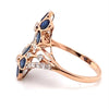 14CT ROSE GOLD SPLIT SHOULDER SAPPHIRE & DIAMOND DRESS RING VALUED @ $3299