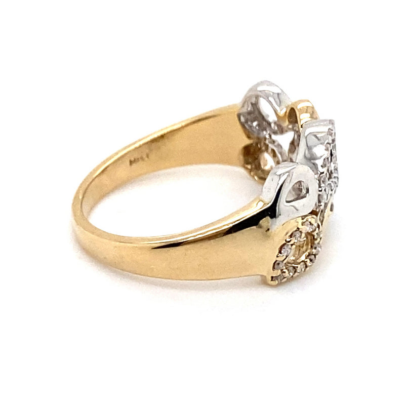 DIAMONDS SET IN PEAR SHAPE 9CT YELLOW & WHITE GOLD SETTING