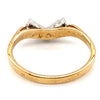 9CT YELLOW & WHITE GOLD DIAMONDS SET IN "V" SHAPE DRESS RING VALUED @ $899