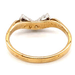 9CT YELLOW & WHITE GOLD DIAMONDS SET IN "V" SHAPE DRESS RING VALUED @ $899