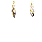 9CT YELLOW GOLD DIAMONDS SET IN CROSS LEAF DROP STYLE EARRINGS