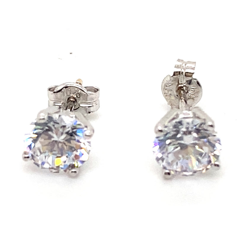10CT WHITE GOLD CUBIC ZIRCONIAS CLAW SET IN STUD EARRINGS