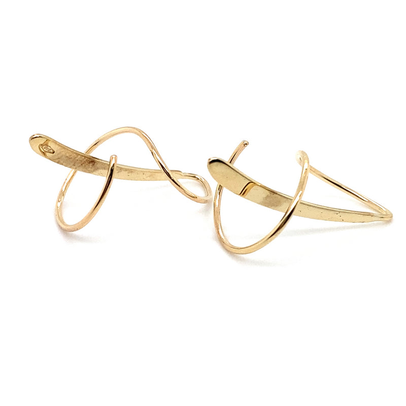 9CT YELLOW GOLD DROP SWIRL STYLE EARRINGS