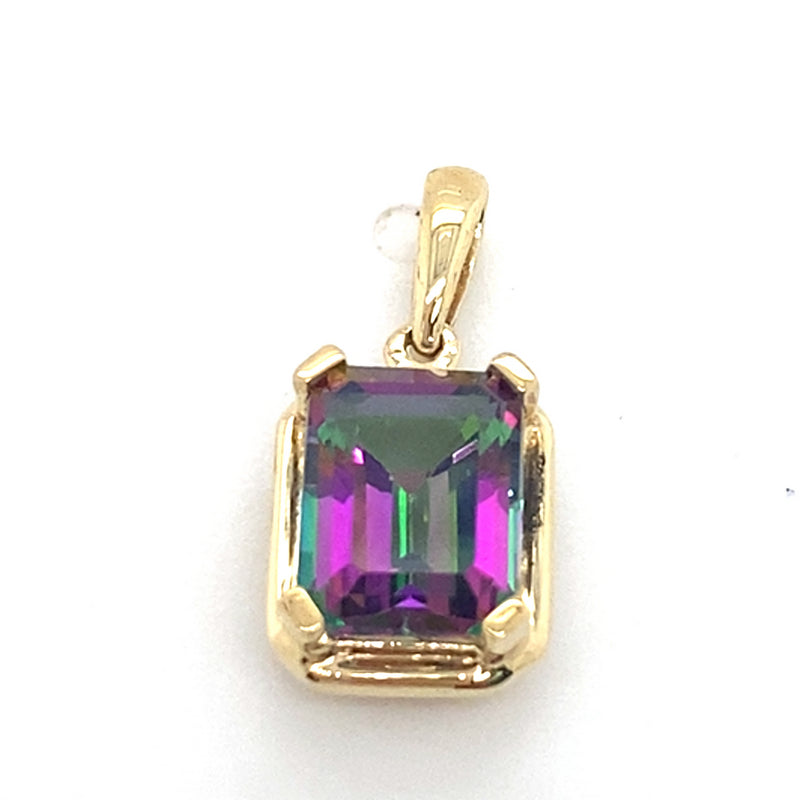 9CT YELLOW GOLD MYSTIC TOPAZ PENDANT