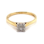 9CT YELLOW & WHITE GOLD POINTED SHOULDER DIAMOND DESS RING VALUED @ $1099