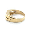 9CT YELLOW GOLD SPLIT SHOULDER THICKENED TOP MENS DRESS RING VALUED @ $1499