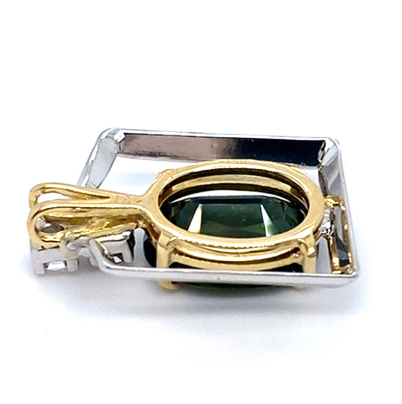 18CT YELLOW & WHITE GOLD SAPPHIRE & DIAMOND PENDANT VALUED @ $6199
