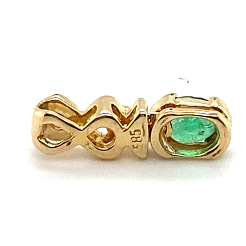 14CT YELLOW GOLD SAPPHIRE & EMERALD ARTICULATED PENDANT VALUED @ $2099