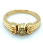 18CT YELLOW GOLD SPINNING CENTRE SETTING DIAMOND & AQUAMARINE RING VALUED $1499