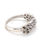 SILVER RING WITH TREATED & WHITE DIAMONDS IN FLOWER PATTERN  TW 3.2g