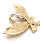 9CT YELLOW GOLD EAGLE PENDANT WITH 2 DIAMONDS SET IN BALE TW 3g