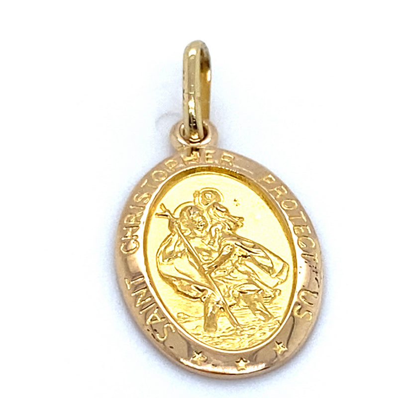 9CT YELLOW GOLD OVAL ST CHRISTOPHER PENDANT TW 1.5g