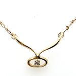 9CT YELLOW GOLD 1+1 FIGARO LINK 42CM CHAIN WITH DIAMOND IN PENDANT TW 2.3g