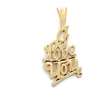 14CT YELLOW GOLD "I LOVE YOU" PENDANT TW 0.8g