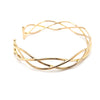 9CT YELLOW GOLD CROSS OVER PATTERN CUFF STYLE BANGLE TW 6.2g