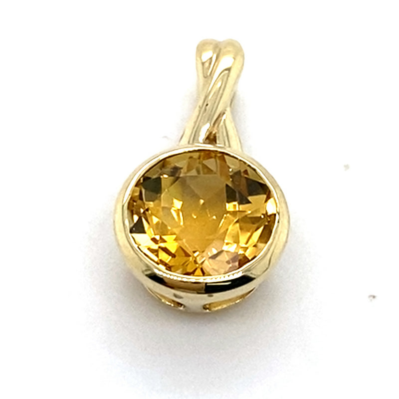 9CT YELLOW GOLD BEZEL SET CITRINE PENDANT TW 0.9g