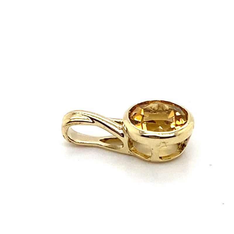 9CT YELLOW GOLD BEZEL SET CITRINE PENDANT TW 0.9g