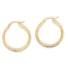 9CT YELLOW GOLD ROUND PATTERN HOOP EARRING TW 2g