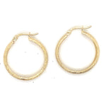 9CT YELLOW GOLD ROUND PATTERN HOOP EARRING TW 2g