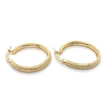 9CT YELLOW GOLD ROUND PATTERN HOOP EARRING TW 2g