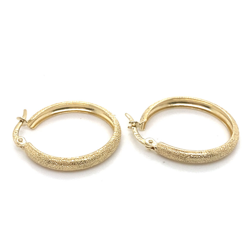 9CT YELLOW GOLD ROUND PATTERN HOOP EARRING TW 2g