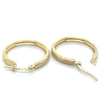 9CT YELLOW GOLD ROUND PATTERN HOOP EARRING TW 2g