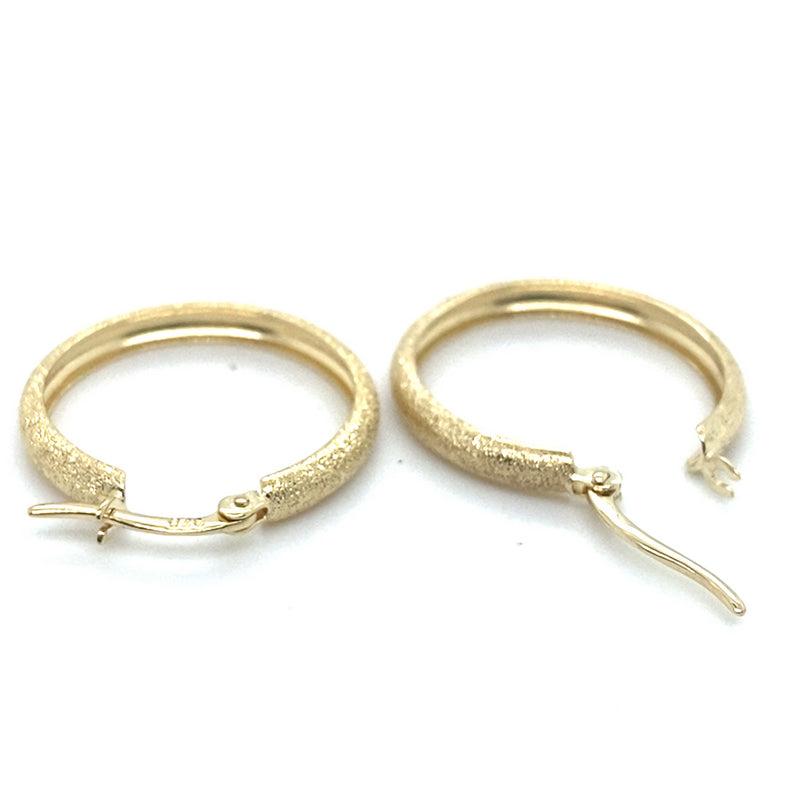 9CT YELLOW GOLD ROUND PATTERN HOOP EARRING TW 2g