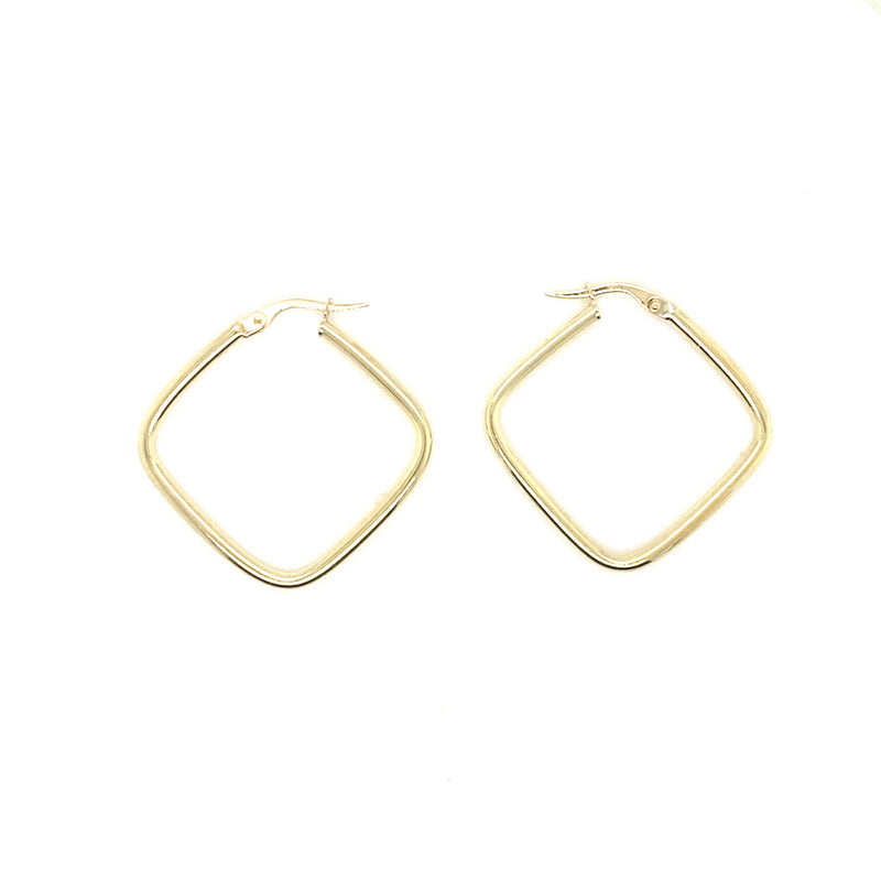 9CT YELLOW GOLD SQUARE HOOP EARRING TW 1g