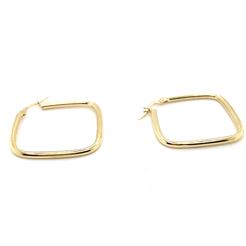 9CT YELLOW GOLD SQUARE HOOP EARRING TW 1g