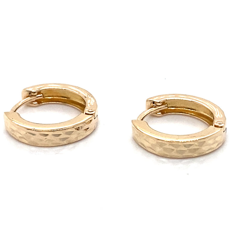 9CT YELLOW GOLD SMALL PATTERN HOOP EARRINGS TW 1.8g