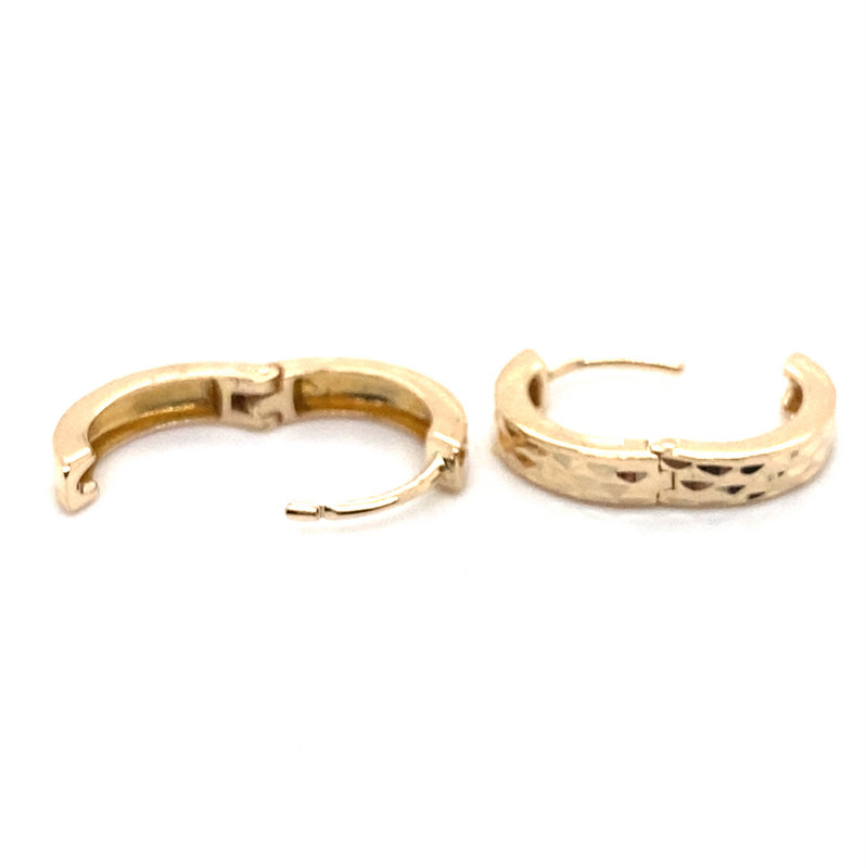 9CT YELLOW GOLD SMALL PATTERN HOOP EARRINGS TW 1.8g
