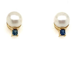 18CT YELLOW GOLD PEARL & SAPPHIRE STUD EARRING VALUED @ $2299