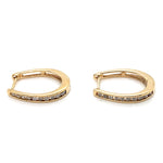 10CT YELLOW GOLD CHANNEL SET DIAMONDS IN OVAL HUGGIE STYLE EARRINGS TW 3g