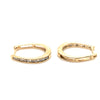 10CT YELLOW GOLD CHANNEL SET DIAMONDS IN OVAL HUGGIE STYLE EARRINGS TW 3g