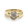 9CT YELLOW GOLD DIAMONDS SET IN CLUSTER SETING WITH FILIGREE SHOULDERS RING