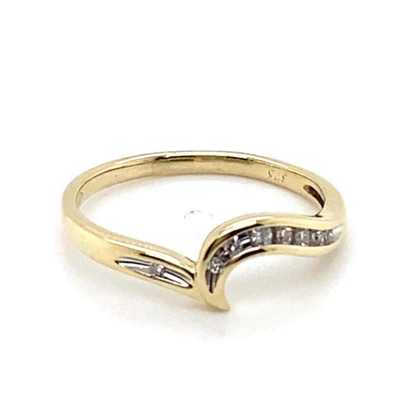 9CT YELLOW GOLD CHANNEL SET DIAMONDS IN FITTED WEDDING RING