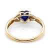 9CT YELLOW GOLD HEART CUT SYNTHETIC SAPPHIRE & DIAMOND DRESS RING