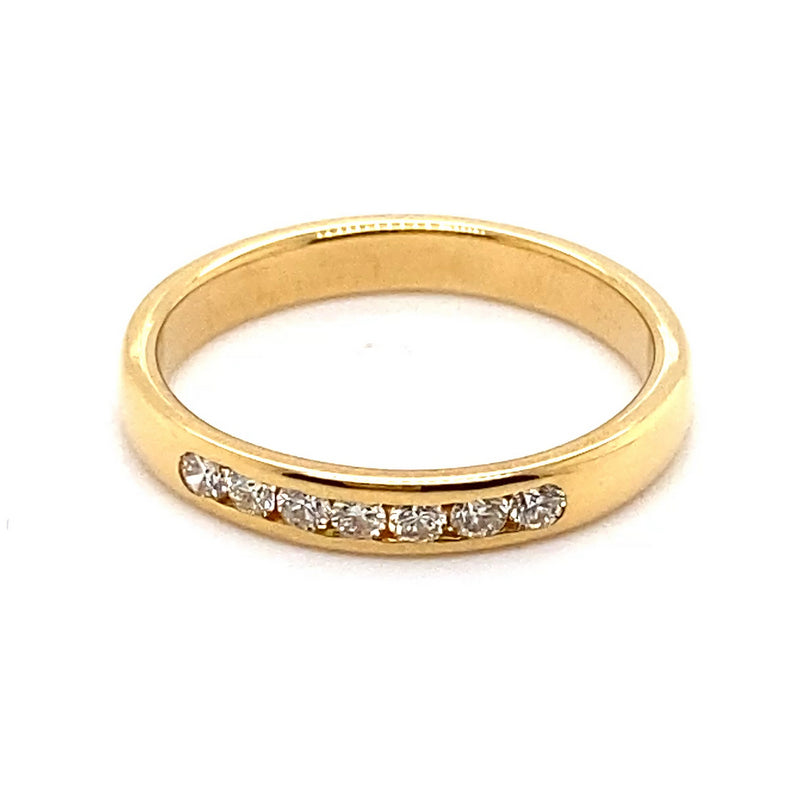 18CT YELLOW GOLD CHANNEL SET DIAMOND DRESS RING VALUED @ $1599