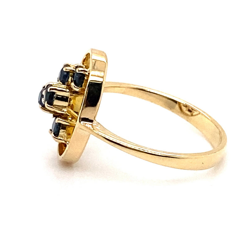 14CT YELLOW GOLD ROUND CUT SAPPHIRE DRESS RING VALUED @ $1899