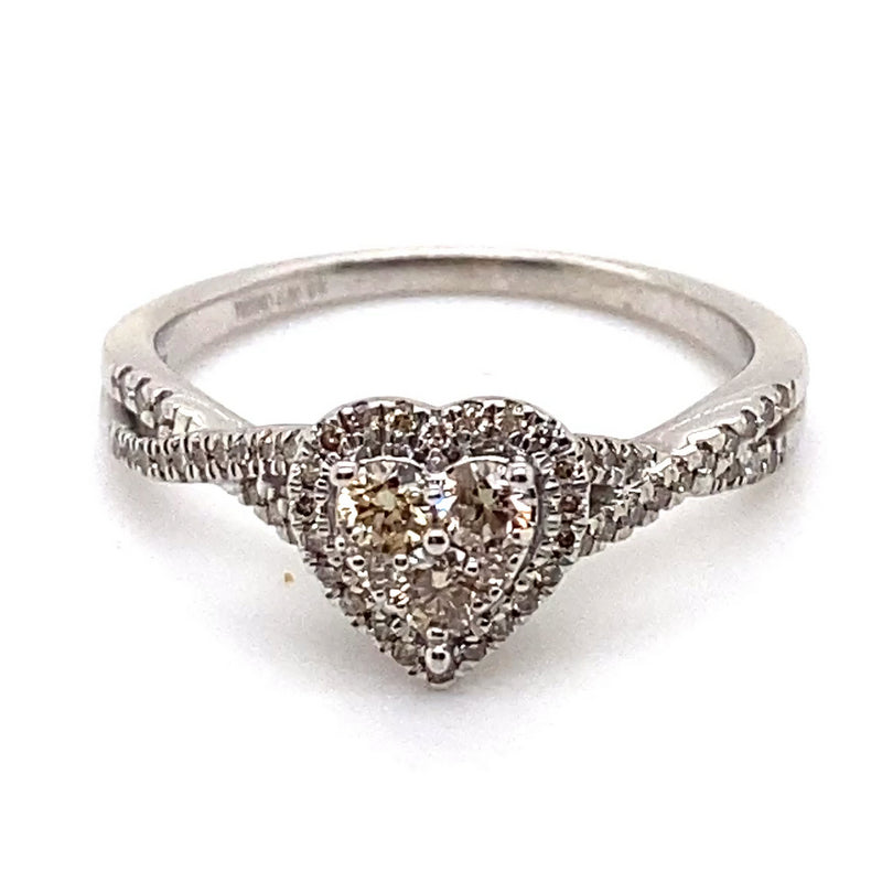 9CT WHITE GOLD CROSS OVER PATTERN DIAMOND DRESS RING VALUED @ $2099