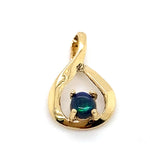 9CT YELLOW GOLD COBOCHON CUT BLACK OPAL PENDANT