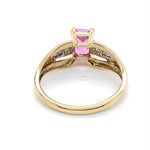 9CT YELLOW GOLD SYNTHETIC PINK SAPPHIRE & DIAMOND DRESS RING