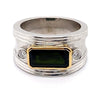 18CT WHITE GOLD RAIL EDGE TOURMALINE & DIAMOND DRESS RING VALUED @ $10799