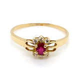 14CT YELLOW GOLD RUBY & DIAMOND CLUSTER DRESS RING