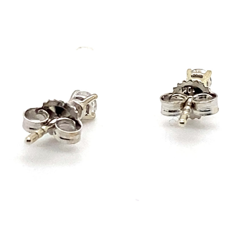 10CT WHITE GOLD ROUND BRILLIANT CUT DIAMONDS 4 CLAW SET IN STUD EARRINGS